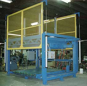 hydraulic press used to compress and package open cell foams